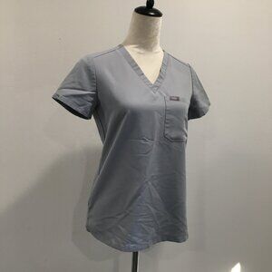 FIGS Gray CATARINA One Pocket Short Sleeve Classic Fit Scrubs Medical Shirt Top